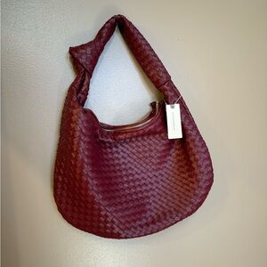 Anthropologie Woven Maroon Hobo Bag